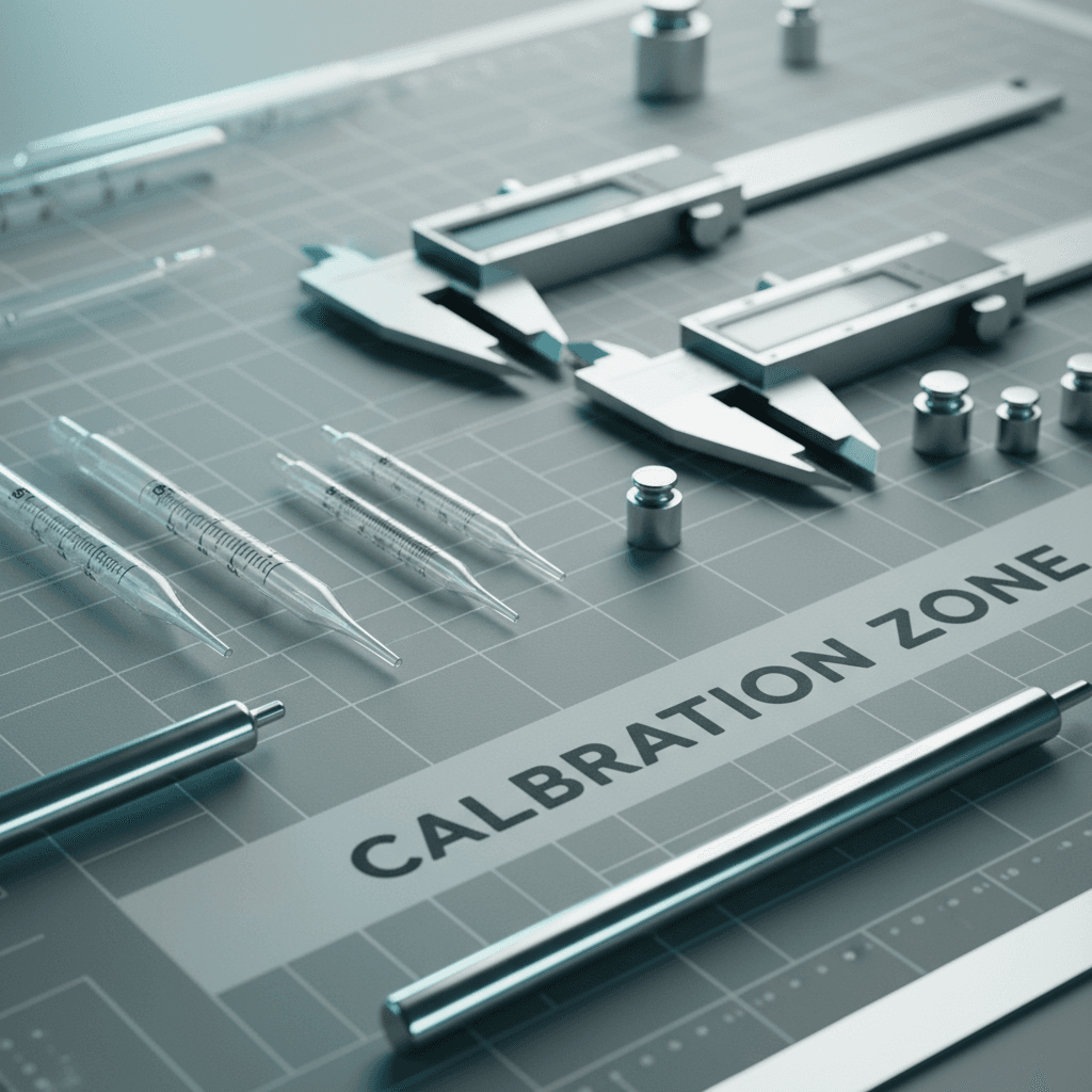 Close-up of calibrated laboratory instruments