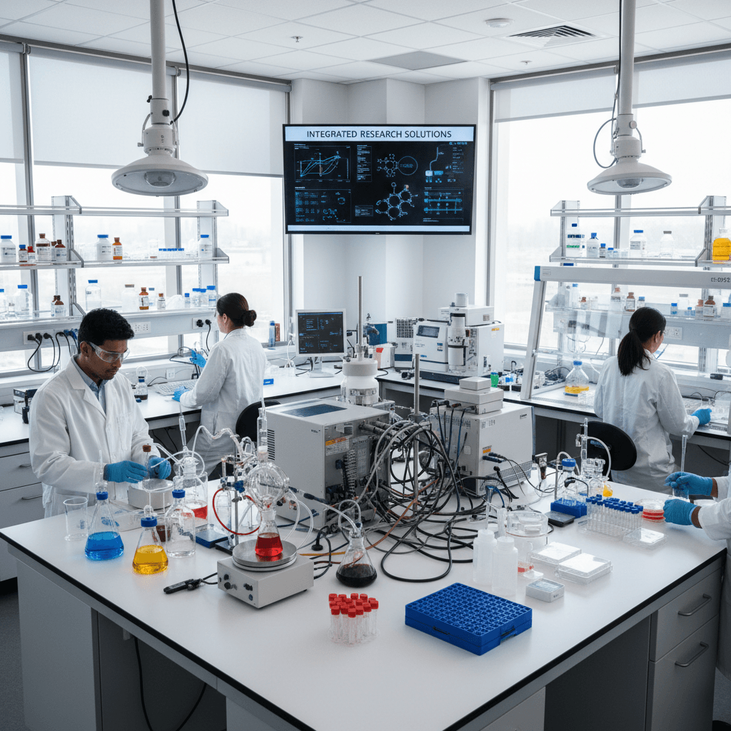 Integrated laboratory workspace showcasing custom solutions and equipment packages